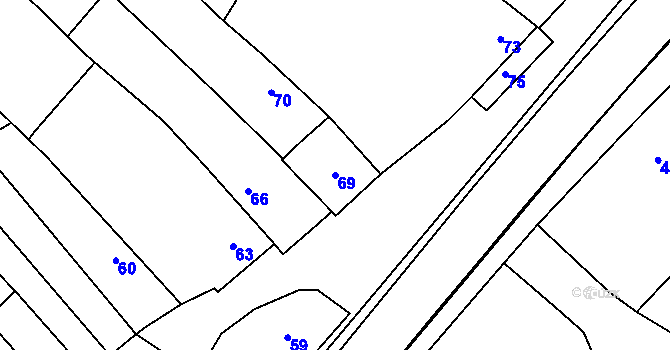 Parcela st. 69 v KÚ Bylnice, Katastrální mapa