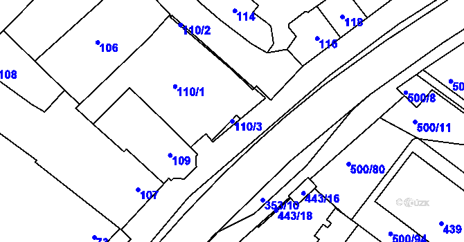 Parcela st. 110/3 v KÚ Bylnice, Katastrální mapa
