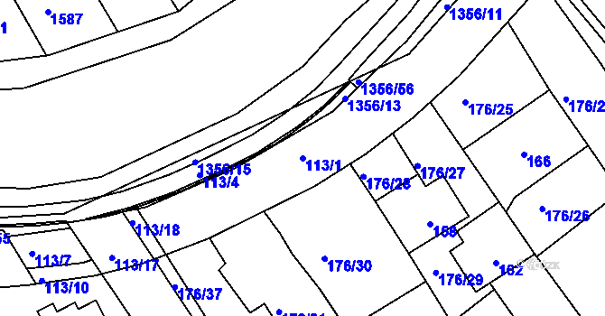 Parcela st. 113/1 v KÚ Bylnice, Katastrální mapa