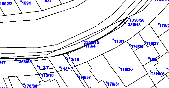 Parcela st. 113/4 v KÚ Bylnice, Katastrální mapa