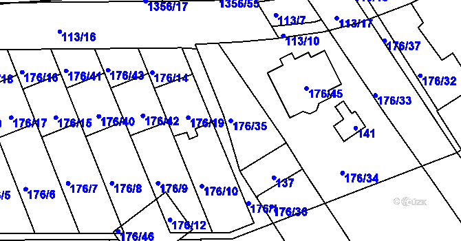 Parcela st. 176/35 v KÚ Bylnice, Katastrální mapa
