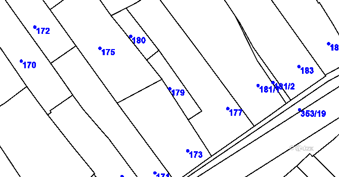 Parcela st. 179 v KÚ Bylnice, Katastrální mapa