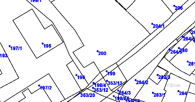 Parcela st. 200 v KÚ Bylnice, Katastrální mapa