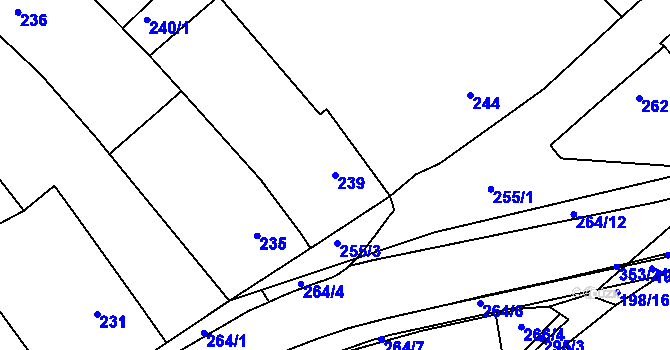 Parcela st. 239 v KÚ Bylnice, Katastrální mapa