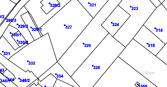 Parcela st. 326 v KÚ Bylnice, Katastrální mapa