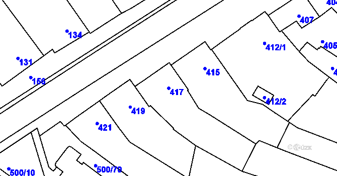 Parcela st. 417 v KÚ Bylnice, Katastrální mapa