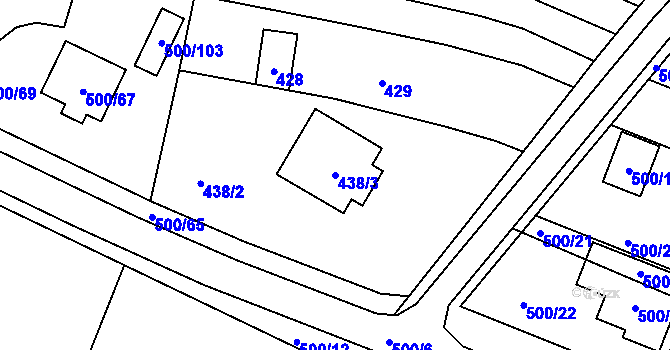 Parcela st. 438/3 v KÚ Bylnice, Katastrální mapa