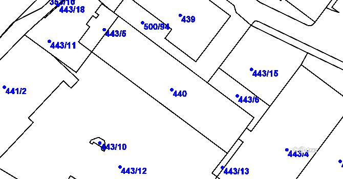 Parcela st. 440 v KÚ Bylnice, Katastrální mapa