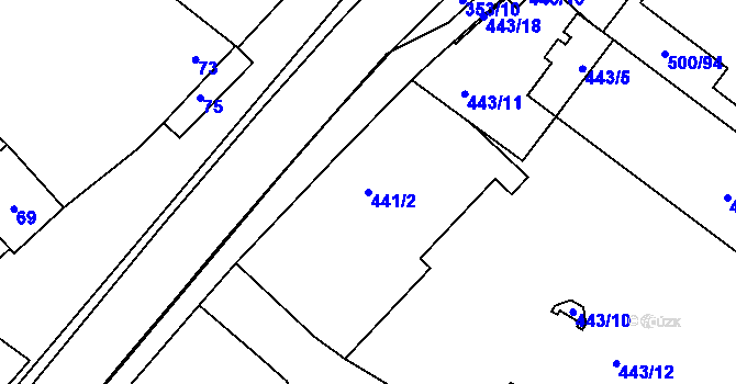Parcela st. 441/2 v KÚ Bylnice, Katastrální mapa