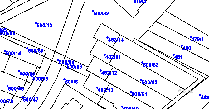 Parcela st. 482/11 v KÚ Bylnice, Katastrální mapa