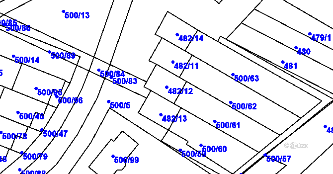 Parcela st. 482/12 v KÚ Bylnice, Katastrální mapa