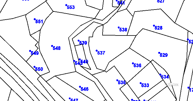 Parcela st. 537 v KÚ Bylnice, Katastrální mapa