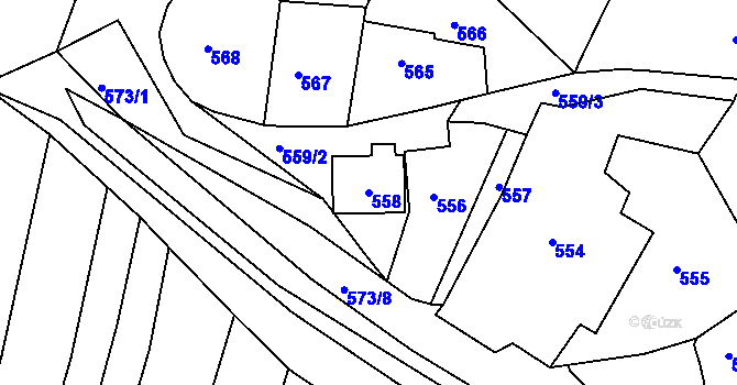 Parcela st. 558 v KÚ Bylnice, Katastrální mapa