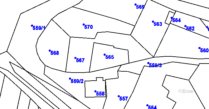 Parcela st. 565 v KÚ Bylnice, Katastrální mapa