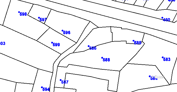 Parcela st. 586 v KÚ Bylnice, Katastrální mapa