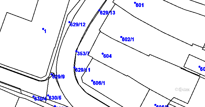 Parcela st. 604 v KÚ Bylnice, Katastrální mapa