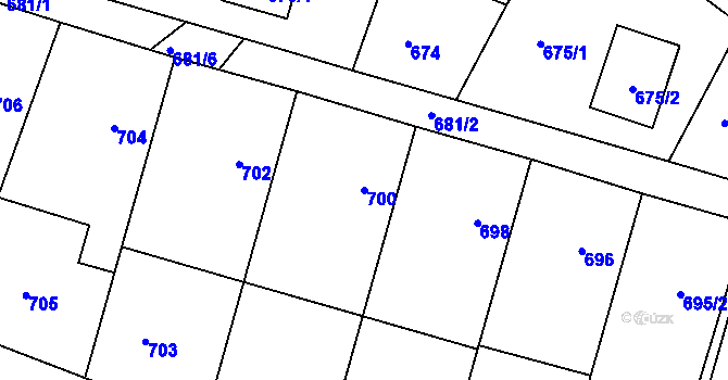 Parcela st. 700 v KÚ Bylnice, Katastrální mapa