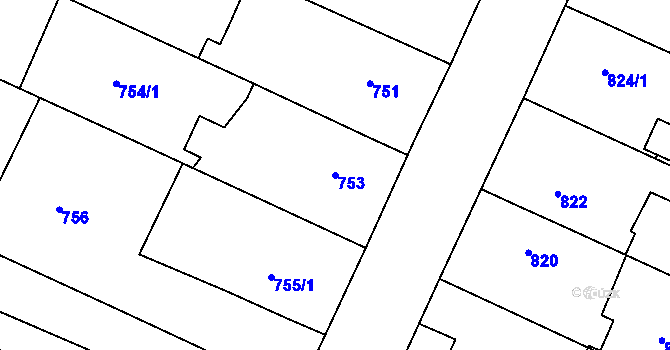 Parcela st. 753 v KÚ Bylnice, Katastrální mapa