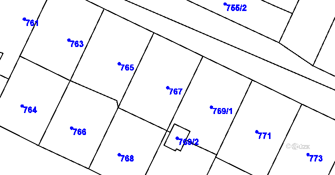 Parcela st. 767 v KÚ Bylnice, Katastrální mapa