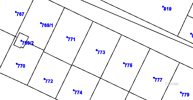 Parcela st. 773 v KÚ Bylnice, Katastrální mapa