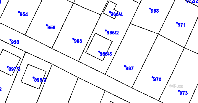 Parcela st. 966/3 v KÚ Bylnice, Katastrální mapa
