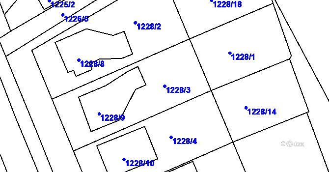 Parcela st. 1228/3 v KÚ Bylnice, Katastrální mapa