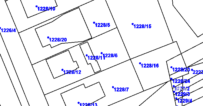 Parcela st. 1228/6 v KÚ Bylnice, Katastrální mapa