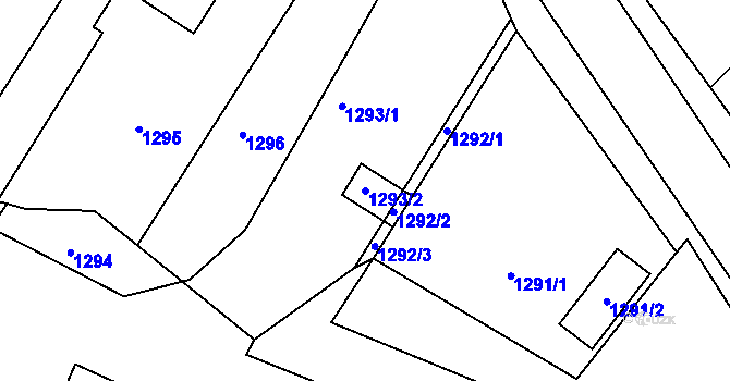 Parcela st. 1293/2 v KÚ Bylnice, Katastrální mapa