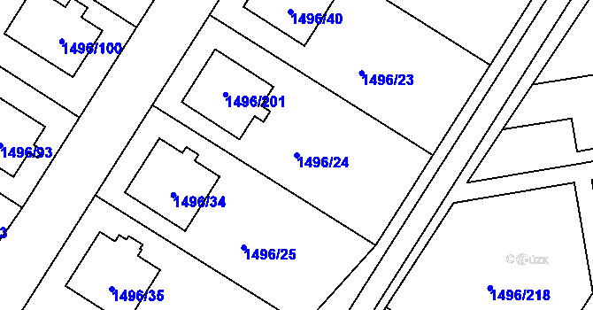 Parcela st. 1496/24 v KÚ Bylnice, Katastrální mapa