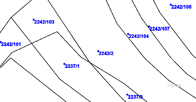 Parcela st. 2242/2 v KÚ Bylnice, Katastrální mapa