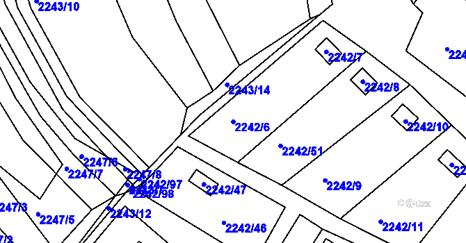 Parcela st. 2242/6 v KÚ Bylnice, Katastrální mapa