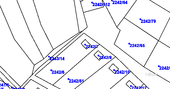 Parcela st. 2242/7 v KÚ Bylnice, Katastrální mapa