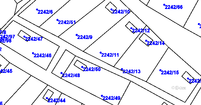 Parcela st. 2242/11 v KÚ Bylnice, Katastrální mapa