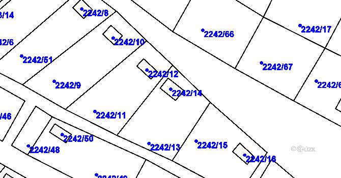 Parcela st. 2242/14 v KÚ Bylnice, Katastrální mapa