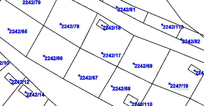 Parcela st. 2242/17 v KÚ Bylnice, Katastrální mapa