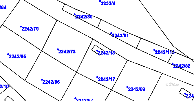 Parcela st. 2242/18 v KÚ Bylnice, Katastrální mapa