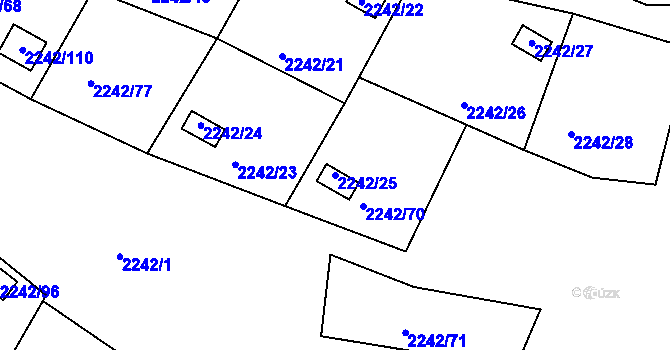 Parcela st. 2242/25 v KÚ Bylnice, Katastrální mapa