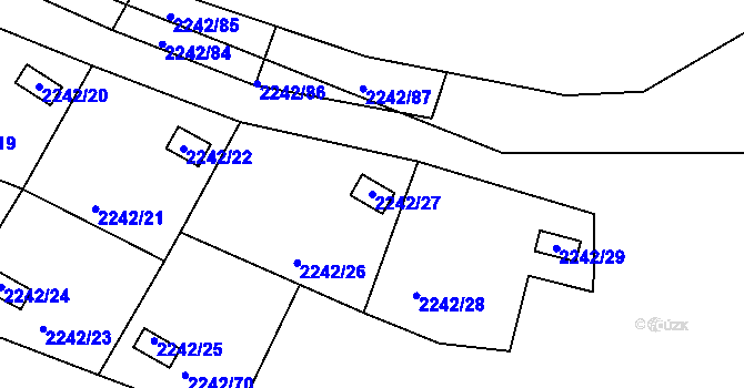 Parcela st. 2242/27 v KÚ Bylnice, Katastrální mapa