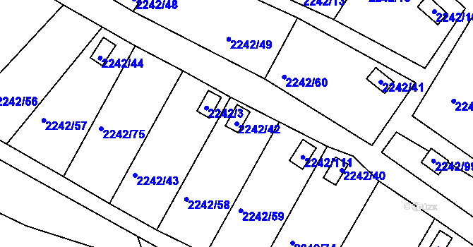 Parcela st. 2242/42 v KÚ Bylnice, Katastrální mapa