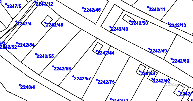 Parcela st. 2242/44 v KÚ Bylnice, Katastrální mapa