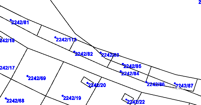 Parcela st. 2242/83 v KÚ Bylnice, Katastrální mapa