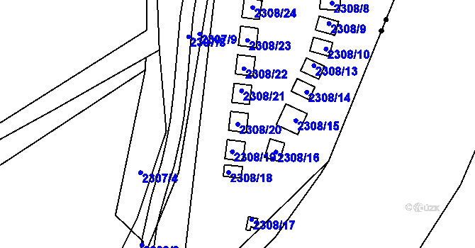 Parcela st. 2308/20 v KÚ Bylnice, Katastrální mapa