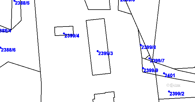 Parcela st. 2399/3 v KÚ Bylnice, Katastrální mapa