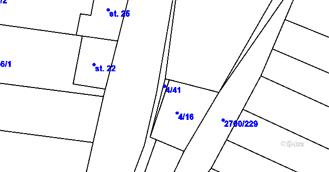 Parcela st. 4/41 v KÚ Brumovice, Katastrální mapa