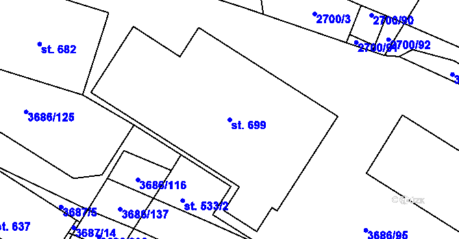 Parcela st. 699 v KÚ Brumovice, Katastrální mapa