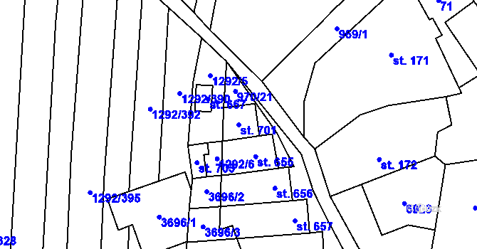 Parcela st. 701 v KÚ Brumovice, Katastrální mapa