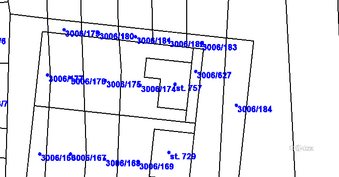 Parcela st. 3006/173 v KÚ Brumovice, Katastrální mapa