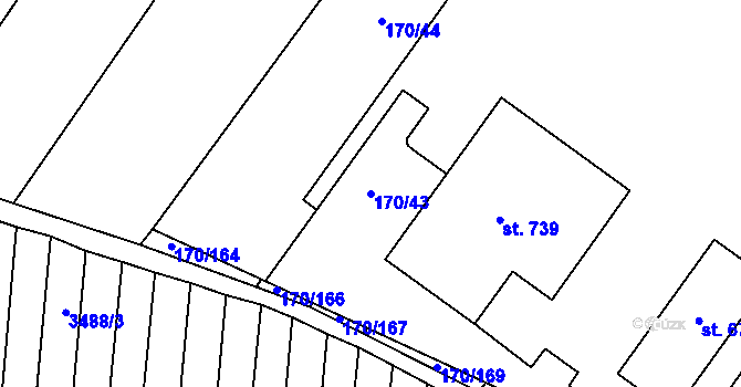 Parcela st. 170/43 v KÚ Brumovice, Katastrální mapa