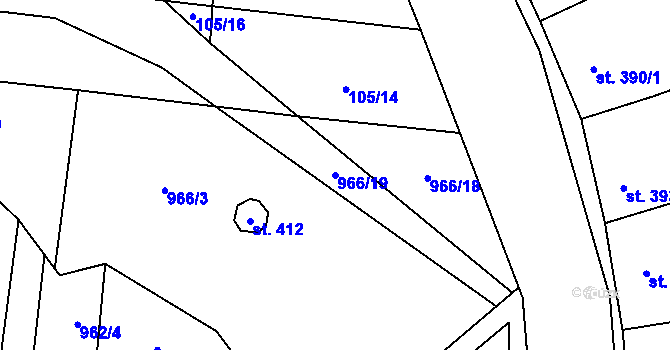 Parcela st. 966/19 v KÚ Brumovice, Katastrální mapa