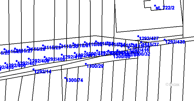 Parcela st. 1292/413 v KÚ Brumovice, Katastrální mapa